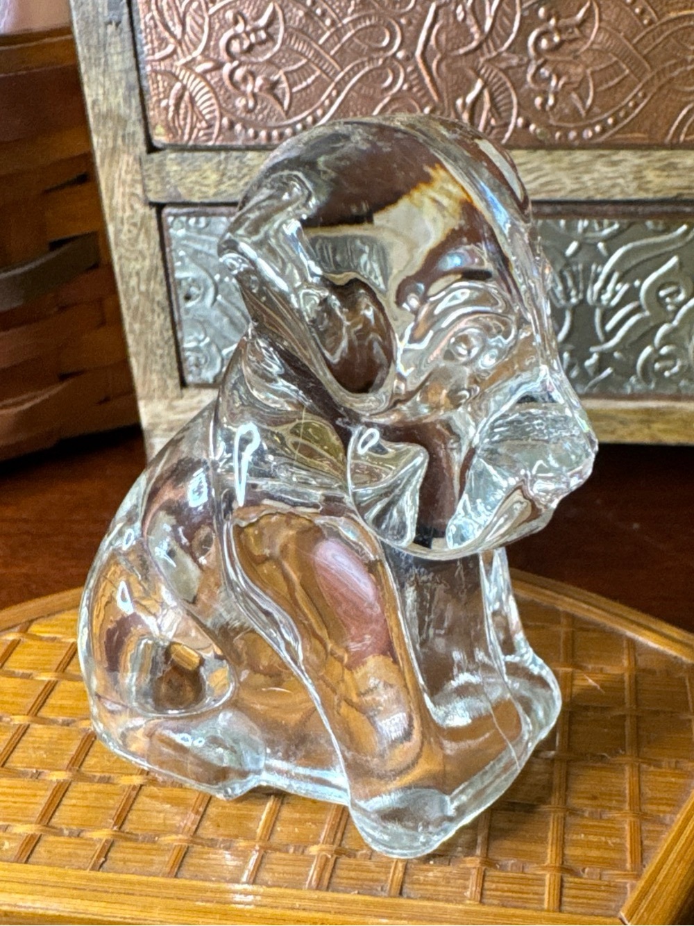 Clear Glass Elephant Figurine - Home Art